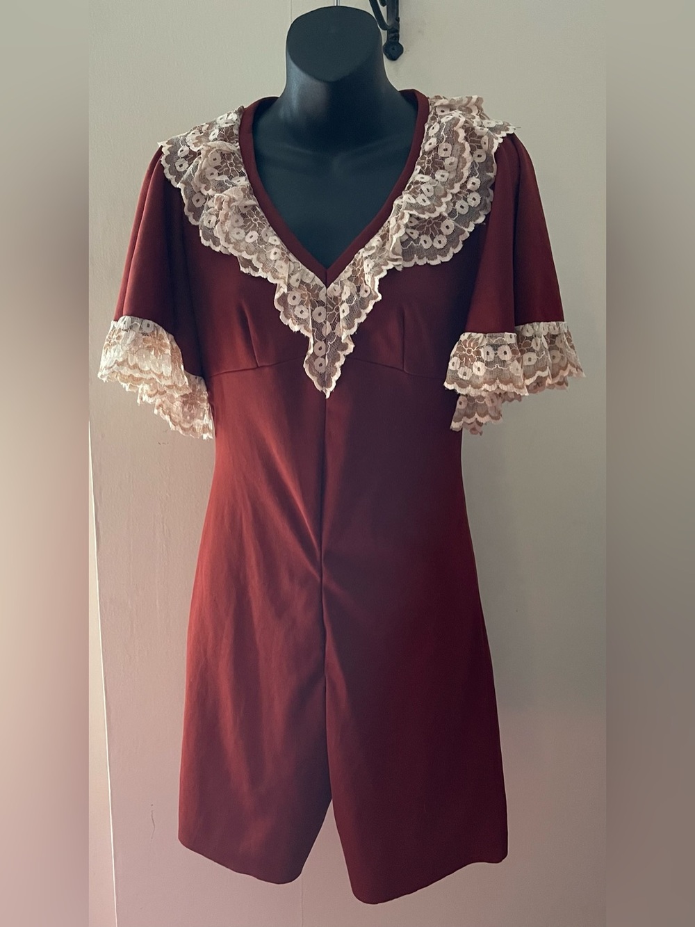Vintage Algo-Ettes Rust & Cream Romper